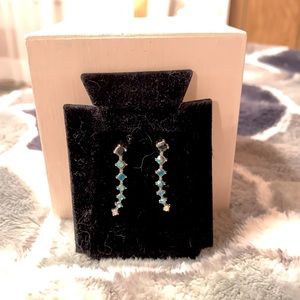 Blue hem stone hanging earrings